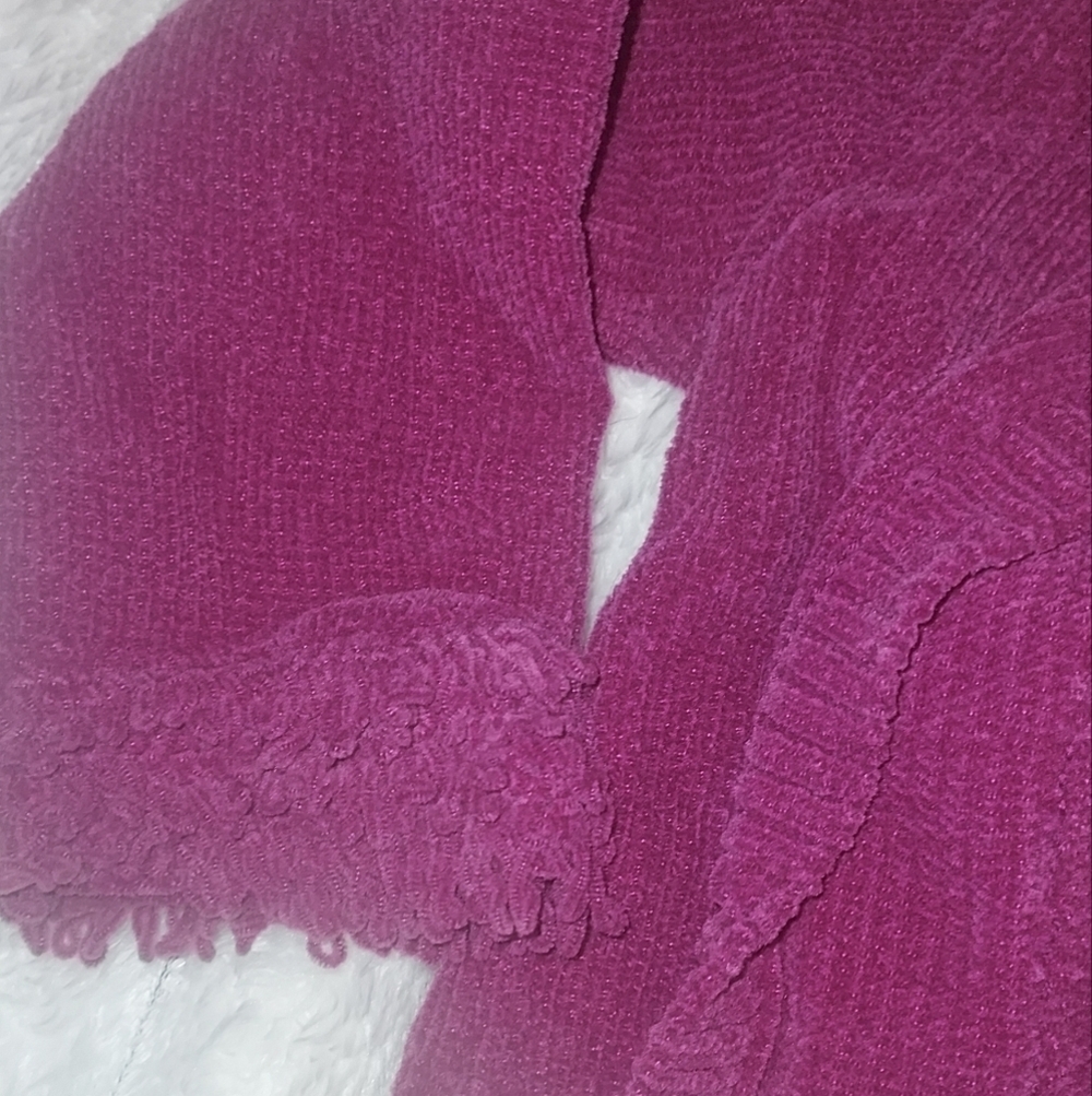 Purple Kids Cardigan Sweater With Fringe - Picture 3 of 5